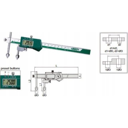 Insize Spezial-Messschieber 10–300, digital, mit Zentrierfunktion