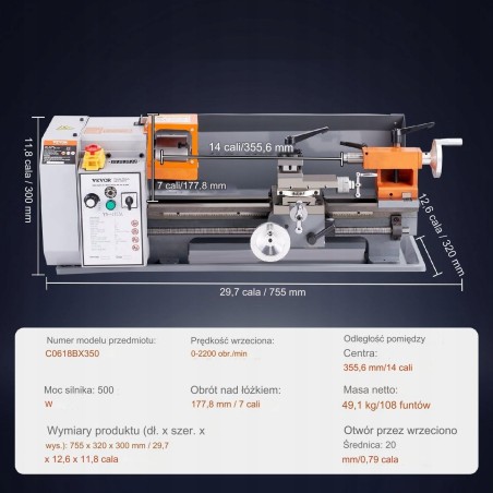 500-W-Tischdrehmaschine für Metall