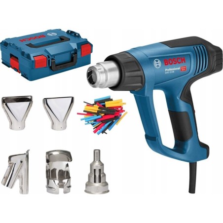 Heißluftpistole Bosch GHG 23-66 Professional + 5-teiliges Zubehörset (blau/schwarz, 2.300 Watt, L-BOXX)