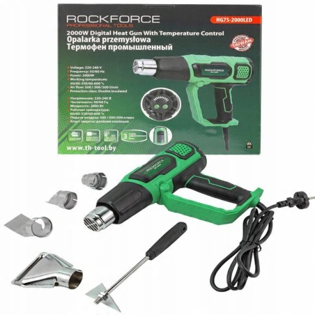 Elektrische Heißluftpistole mit Düsen (230 V, 50/60 Hz, 2000 W, 60/350/600 °C, 50/300/500 l/min)