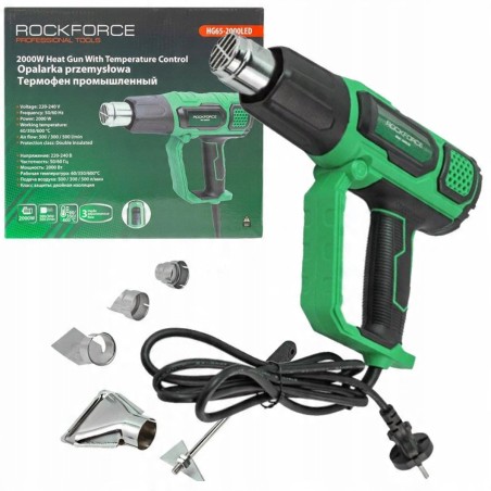 Elektrische Heißluftpistole mit Düsen (230 V, 50/60 Hz, 2000 W, 60/350/600 °C, 50/300/500 l/min)