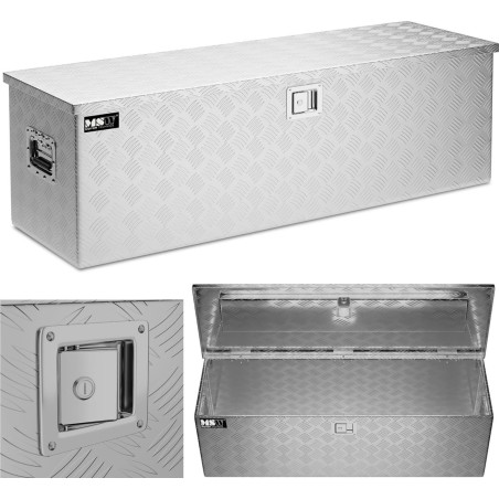 MSW Transport-Werkzeugkasten aus Aluminium, abschließbar, 150 l, 124 x 38,5 x 38,5 cm