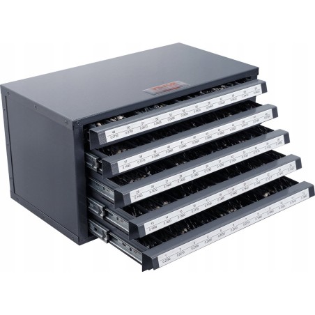 Bohrerschrank mit 5 Schubladen und 60 Fächern