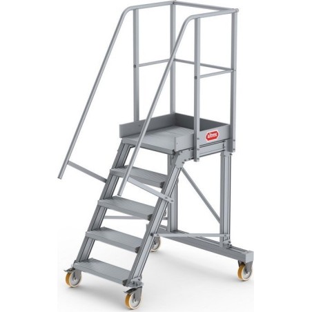 Lero Mobile Arbeitsbühne aus Aluminium (Höhe 123 cm, 5 Stufen, 4 Räder)