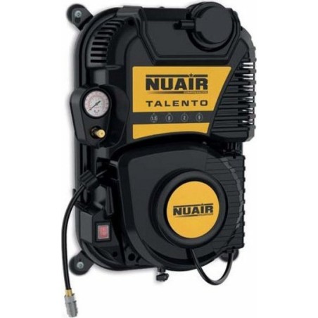 Nuair-Kompressor – ölfreier Wandkompressor, 1,5 PS, 8 bar, 2 l, 9 m Schlauch, schallgedämpft (1 Stück)