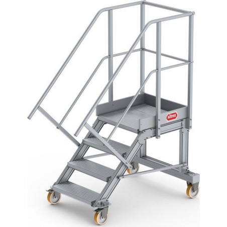 Lero Mobile Arbeitsbühne aus Aluminium (Höhe 98 cm, 4 Stufen, 4 Räder)