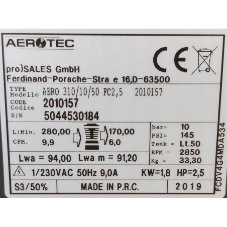 Aerotec-Kompressor Aerotec 310-50 FC