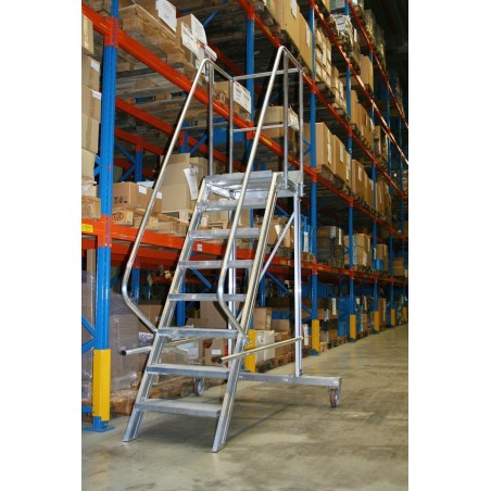 Lero Mobile Arbeitsbühne aus Aluminium (Höhe 245 cm, 10 Stufen, 2 Räder)