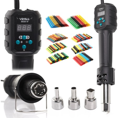 Kunststoffschweißgerät für Gitter und Bindemittel, Kunststoffschweißmaschine, 3x Düsen, Schrumpfschläuche