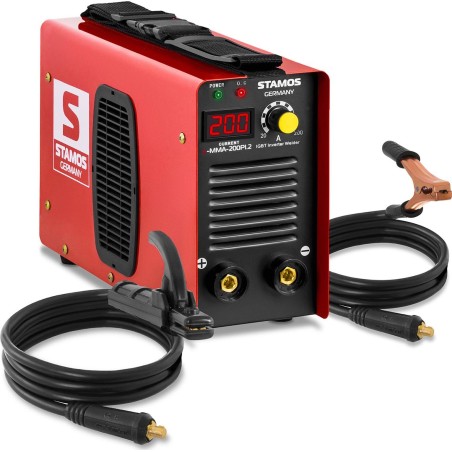 Stamos Kompaktes, zuverlässiges MMA-Schweißgerät mit IGBT-Hot-Start-Funktion, 200 A, 230 V, S-MMA-200PI.2