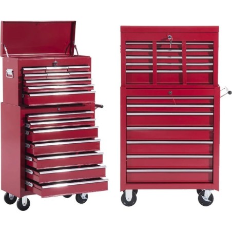 Pako Werkzeugwagen mit 16 Schubladen, 61,5 x 33 x 113 cm – Rot