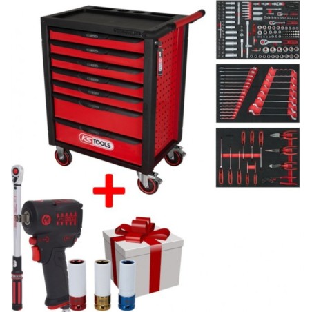Werkzeugwagen KSTOOLS 215-teiliger Werkzeugwagen KS TOOLS RACINGline, 7 Schubladen, inklusive Zubehör