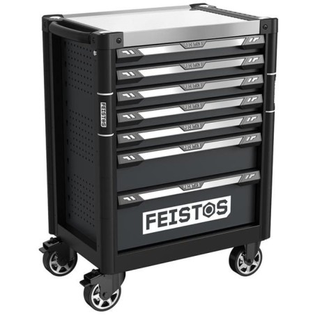 FEISTO Mento 3 Werkstattwagen mit 158 Teilen Schwarz Maße: 73 x 48 x 97 cm