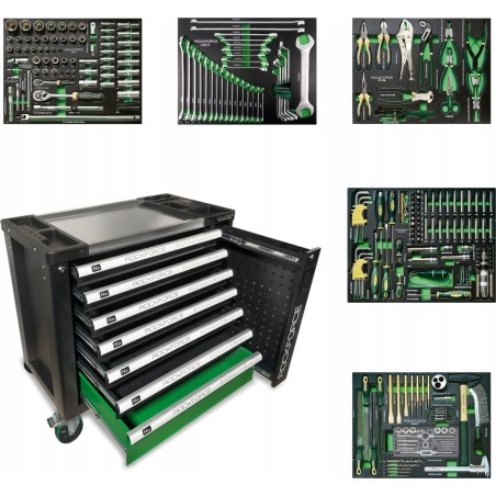 Rockforce Werkzeugwagen – Werkzeugwagen mit 7 Ablagen und einem 274+12-teiligen Werkzeugset