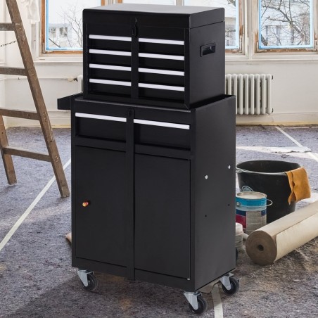 Pako Werkzeugwagen mit 5 Schubladen, 52,5 x 28 x 104,5 cm – Schwarz