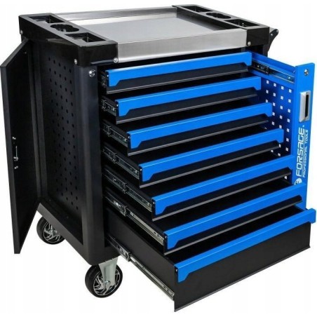 Forsage-Werkzeugwagen: Werkzeugschrank (7 Schubladen, zusätzliche Seitenschublade, Metallplatte, Maße: 900 x 800 x 460 mm)