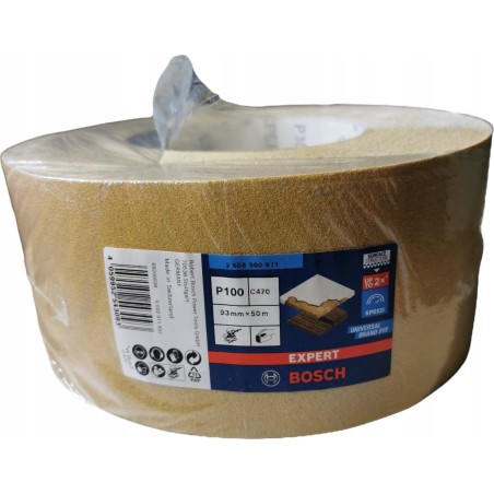 Schleifpapier Bosch Expert C470, 93 mm, K100 (50-Meter-Rolle, für Exzenterschleifer, zum Handschleifen)