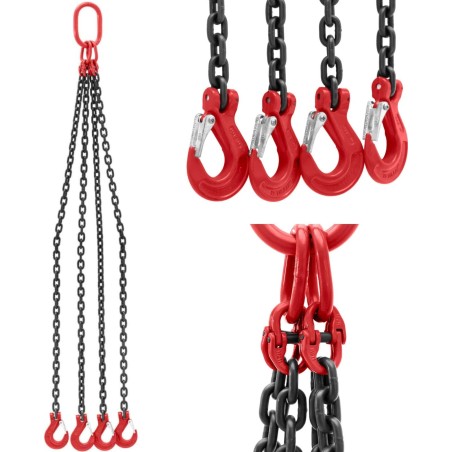Steinberg 4-strängiges Transportkettengehänge mit Haken, 4 x 1,5 m, 5000 kg 4-strängiges Transportkettengehänge mit Haken