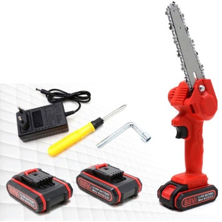 6"-Kettensäge, Akku-Kettensäge, 2 Akkus