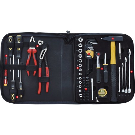 Ein Set verschiedener Werkzeuge in einer praktischen Tasche