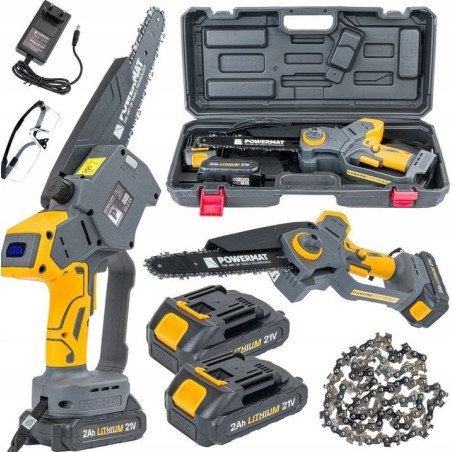 AKKU-KETTENSÄGE, ASTSÄGE, MINI-KETTENSÄGE, 2x 2-Ah-Akku, Kette