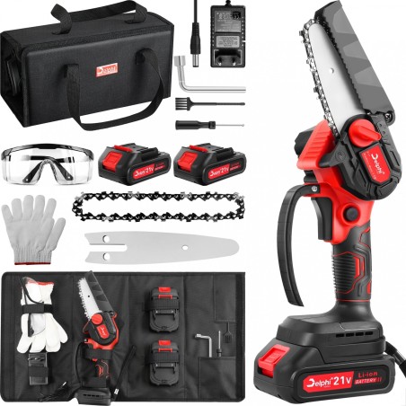 Kettensäge von Delphi Tools – AKKU-Kettensäge mit bürstenlosem Motor, 4"