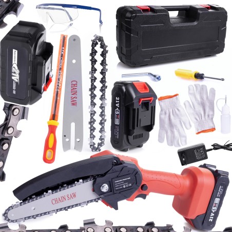 Kettensäge P06 6" Set im Koffer, 2 Akkus, 2 Ketten