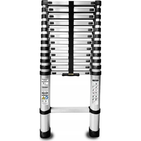 AWTools DRABEST ALUMINIUM-TELESKOPLEITER 13 Sprossen 3,8 m HOME 125 kg