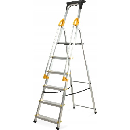 Kadax KADAX Haushaltsleiter mit 6 Sprossen und Handläufen, Tragkraft 150 kg