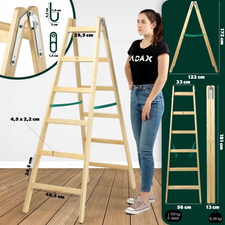 Kadax KADAX Holz-Klappleiter für Malerarbeiten 2x6