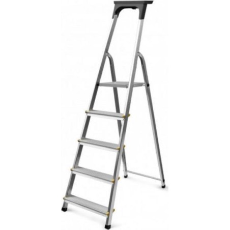 DRABEST Aluminium-Haushalts-Schiebeleiter mit 7 Sprossen