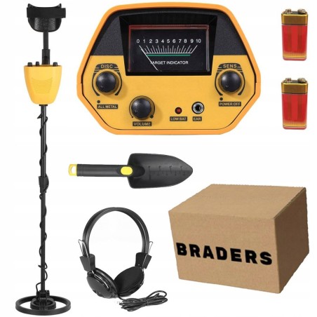 Braders Untergrund-Metalldetektor, Metalldetektor, Kopfhörer, Schaufel, Batterien