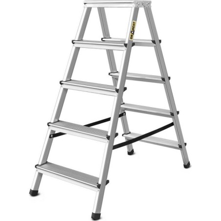 DRABEST Aluminiumleiter, beidseitig nutzbar, 5 Sprossen, Tragkraft: 125–150 kg (Tragkraft 125 kg)