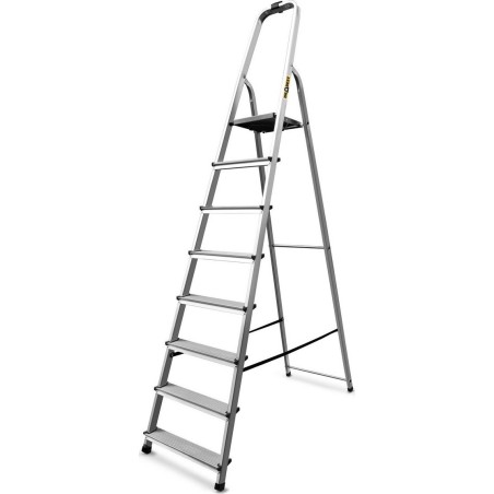 DRABEST Aluminiumleiter, 8 Sprossen, Tragkraft: 125–150 kg (Tragkraft 125 kg)