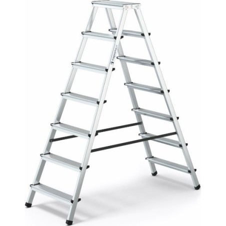 Lagerung Aluminiumleiter, beidseitig nutzbar, 7 Sprossen, Tragkraft: 125 kg – HOME