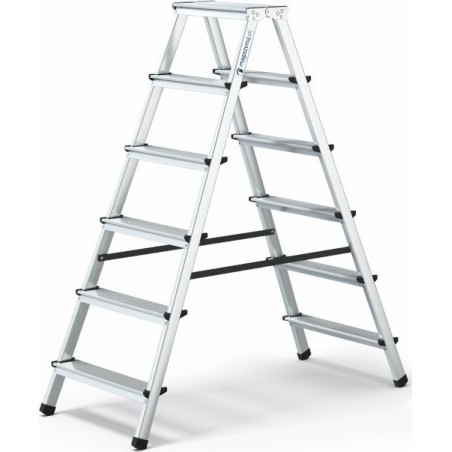 Lagerbestand: Aluminiumleiter, beidseitig nutzbar, 6 Sprossen, Tragkraft: 125 kg – HOME