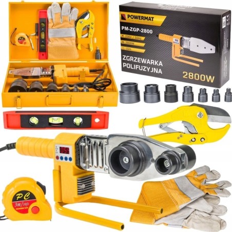 Powermat PVC-PP-Rohrschweißgerät 2800 W, LCD-Display, Matrizen 16–63 mm