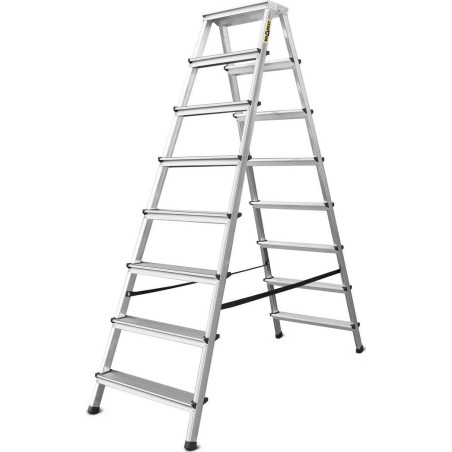 DRABEST Aluminiumleiter, beidseitig nutzbar, 8 Sprossen, Tragkraft: 125–150 kg (Tragkraft 125 kg)