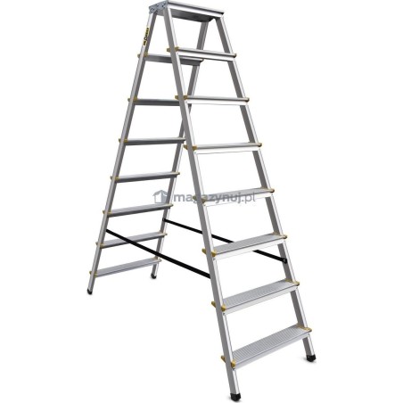DRABEST Aluminiumleiter, beidseitig nutzbar, 8 Sprossen, Tragkraft: 125–150 kg (Tragkraft 125 kg)