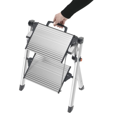 Hailo Hailo 2-stufige Mini-Comfort-Leiter, 45 cm, Aluminium, 4310-100