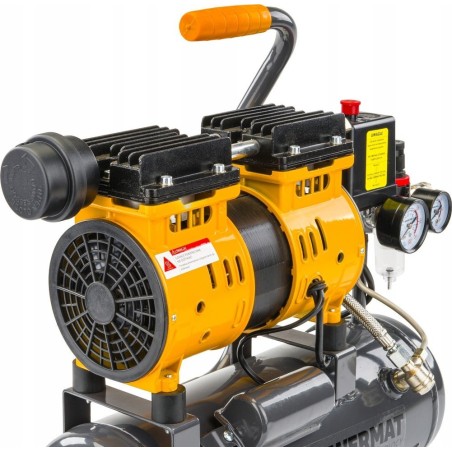 Powermat-Kompressor – ÖLFREIER KOMPRESSOR 6 l, 8 bar, 150 l/min, 230 V, LEISER ABSCHEIDER 59 dB
