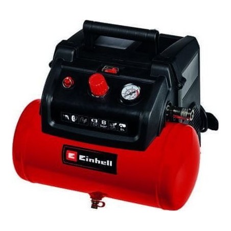 Einhell-Kompressor TC-AC 190/6/8 OF Set (rot/schwarz, 1.200 Watt, Reifenfüller, Druckluftschlauch)