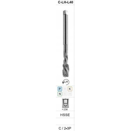 Fanar Gewindebohrer M16 DIN-376C L40 LH (6H) HSSE 800 – D2-591101-0160
