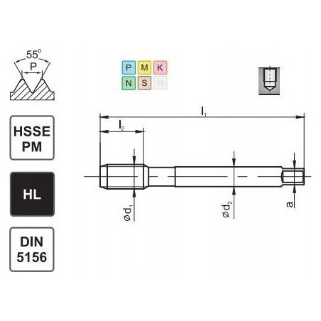 Fanar Gewindebohrer G 1/4 DIN-5156C R45 HSSE-PM HL MASTERTAP