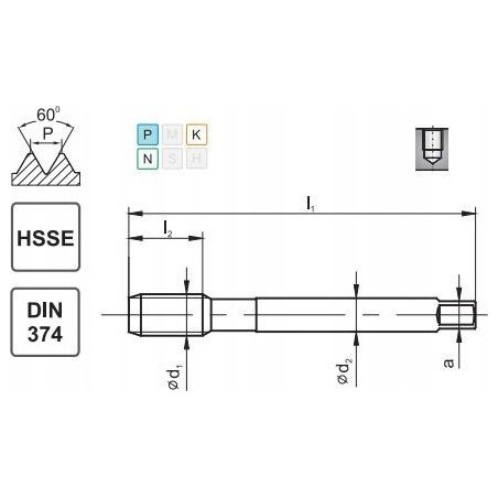 Fanar Gewindebohrer M24x2 DIN-374C R40 (6H) HSSE 800