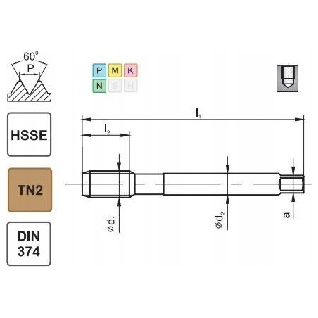 Fanar Gewindebohrer M20x1,5 DIN-374C R40 (6H) HSSE TIN 800X