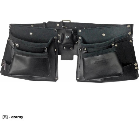 R.E.I.S. TORNASK-BLACK – Leder-Werkzeuggürtel mit 10 Werkzeugtaschen – 120 x 5 cm.