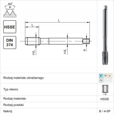 Fanar Gewindebohrer M32x1,5 DIN-374B (6H) HSSE 800