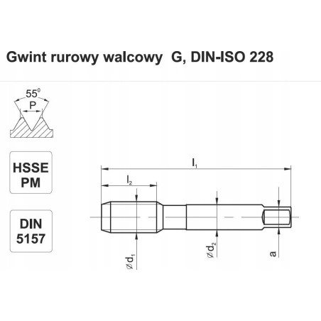 Fanar Gewindebohrer G 3/8" NGRA/2-P DIN-5157 (-X) HSSE INOX