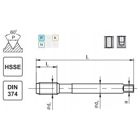 Fanar Gewindebohrer M20x1,5 DIN-374C (6H) HSSE 800